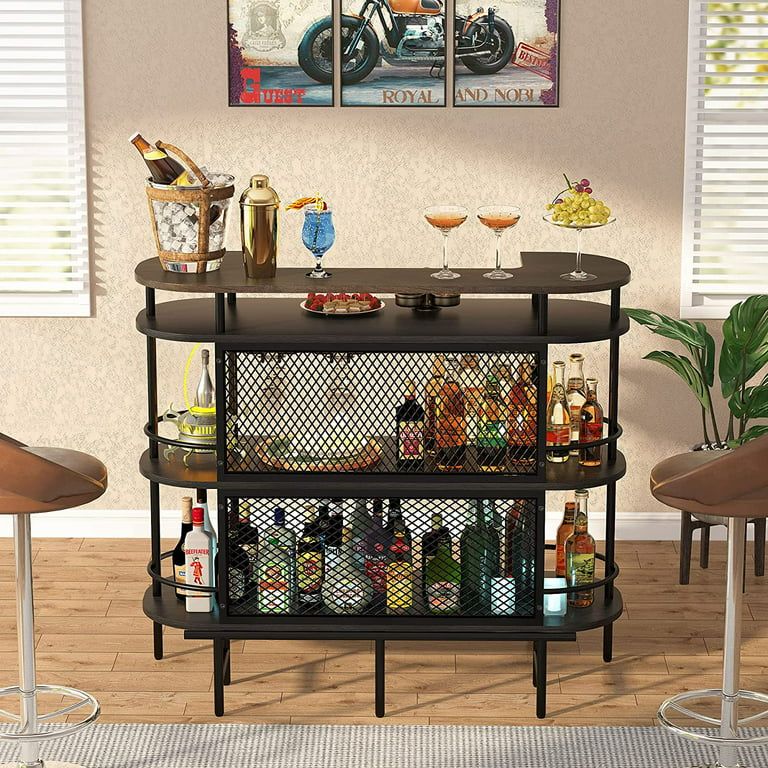Tribesigns 4 Tier Bar Table with Storage Shelves and Wine Glasses Holder, Corner Mini Bar Unit wi... | Walmart (US)