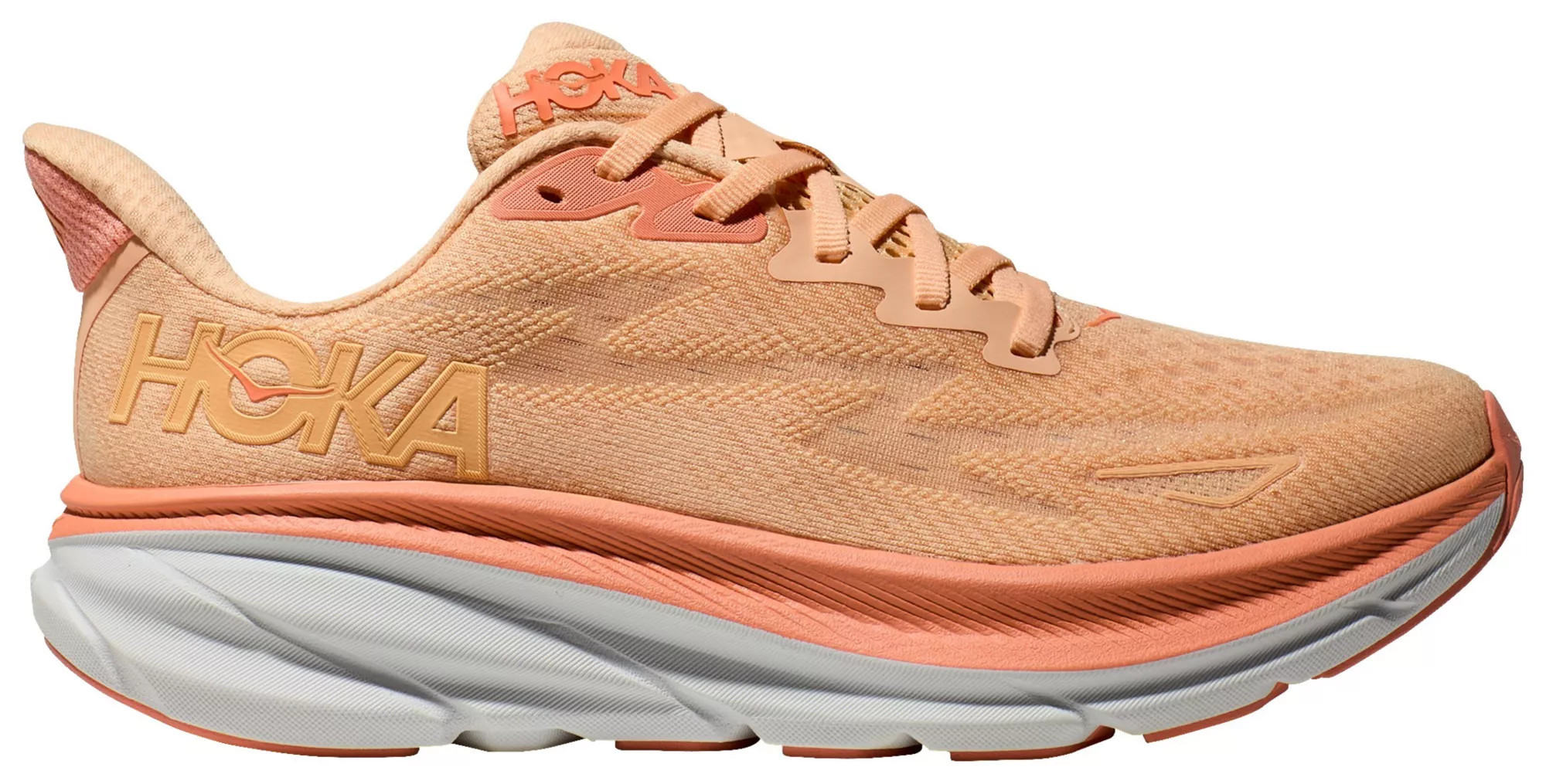 HOKA Women's Clifton 9 Running Shoes, Size 8.5, Cantaloupe/White | Public Lands
