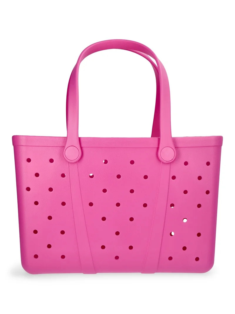 Time and Tru Women's Waterproof EVA Beach Tote Bag, Hot Pink | Walmart (US)