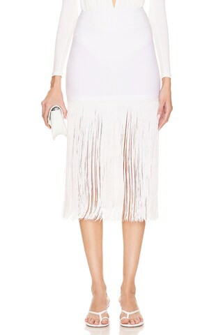 Norma Kamali x REVOLVE Fringe Mini Skirt in Snow White from Revolve.com | Revolve Clothing (Global)