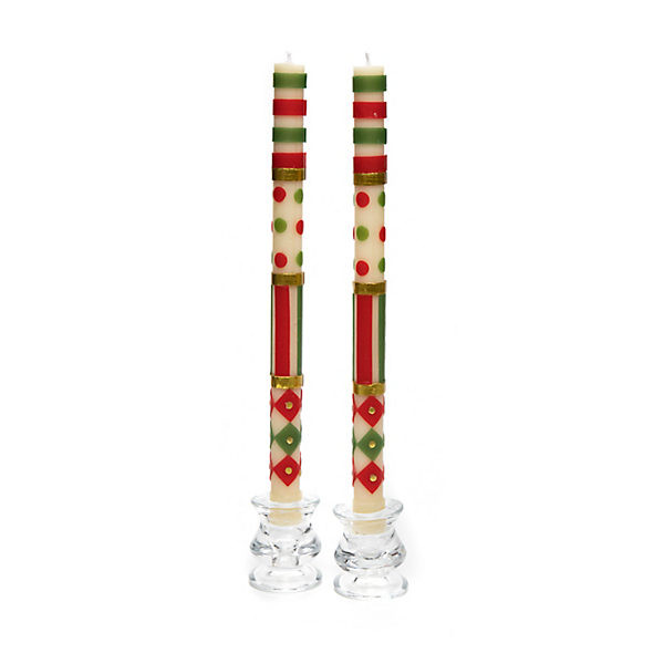 MacKenzie-Childs Jester Dinner Candles in Red/Green/Gold | MacKenzie-Childs