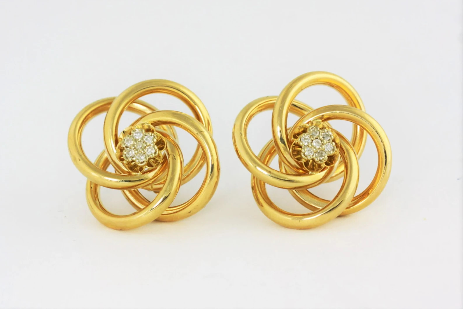 14k Yellow Gold Twist Knot Stud Earrings, Gold Diamond Earrings, Gold Knot Earrings - Etsy | Etsy (US)