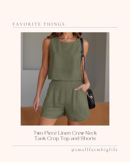 Women’s two piece linen crewneck tank crop top and shorts set. Summer outfit. Vacation outfit  

#LTKSeasonal #LTKFindsUnder50 #LTKOver40