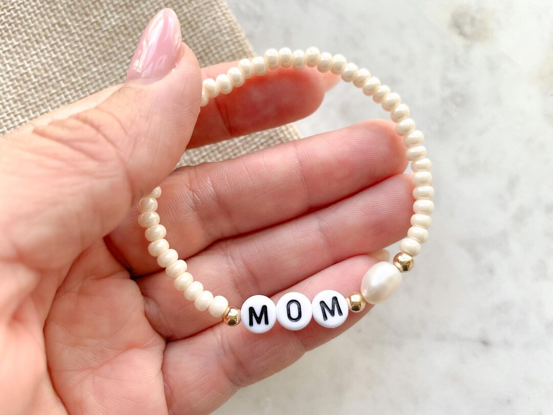 Personalized Beaded Bracelet, Custom Gift for Mom, Christmas Gift for Her, Name Bracelet Gift, Cu... | Etsy (US)