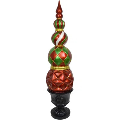 Fraser Hill Farm 50-in. Resin Ball and Finial Topiary in Pedestal Urn | Wayfair North America
