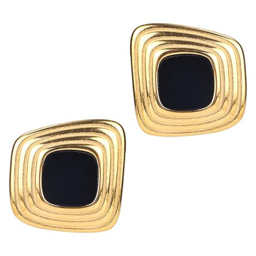 Black and Gold Geometric Earrings for Women, Retro Irregular Chunky Square Earrings Studs Stainless Steel Statement Jewelry for Holiday Birthday Present | Amazon (UK)