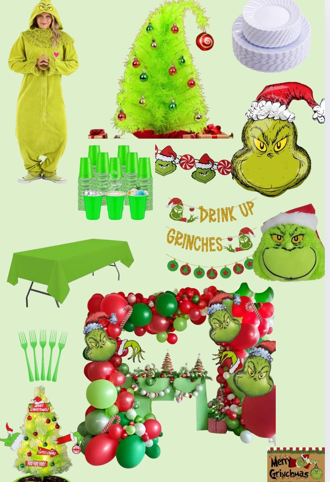 Plan the ultimate Grinch-themed Christmas party with this curated Grinch Party Decor Shopping List! From balloon garlands and festive backdrops to themed tableware, banners, and Whoville-inspired decorations, this guide has everything you need to create the perfect Merry Grinchmas celebration. Shop budget-friendly Grinch party supplies, DIY decor ideas, and must-have green and red holiday accents to transform your home into Whoville. Perfect for kids’ parties, holiday gatherings, or Christmas movie nights. Save this Grinch party inspo and shop the full look