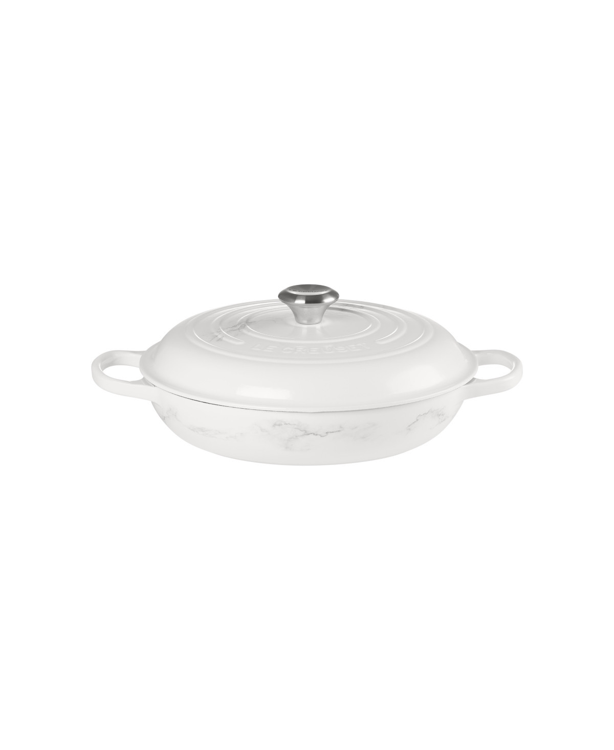 Le Creuset Marble-Motif 3.5-Qt. Enameled Cast Iron Braiser - White | Macy's
