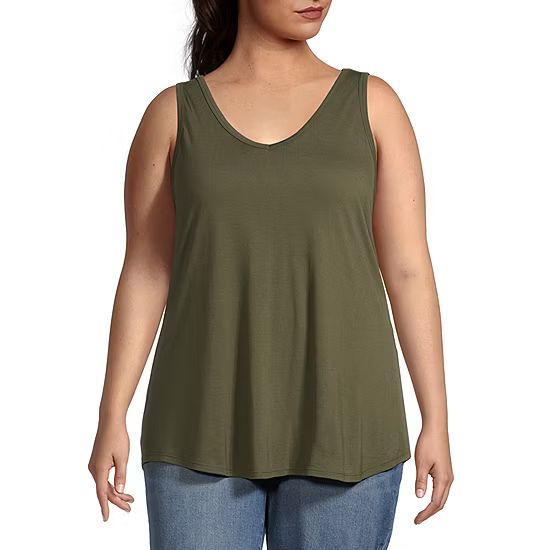 a.n.a Plus Womens Crew Neck Short Sleeve Tank Top | JCPenney