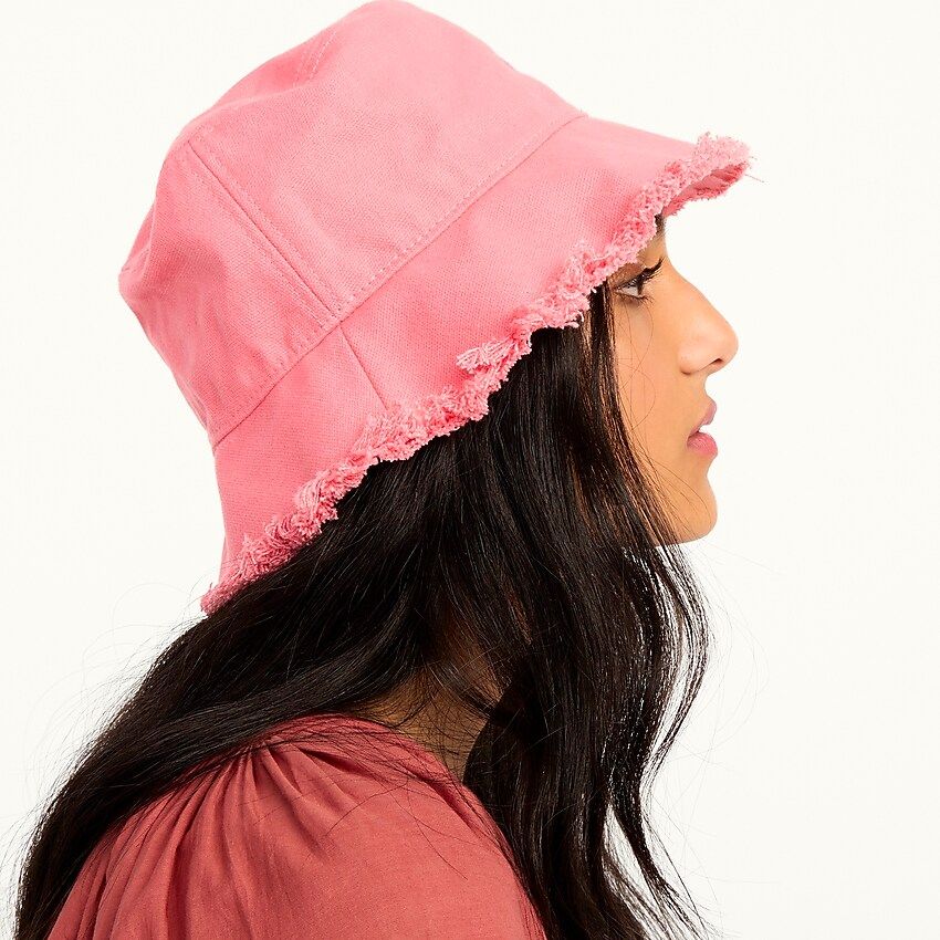 Canvas bucket hat with fringe | J.Crew US