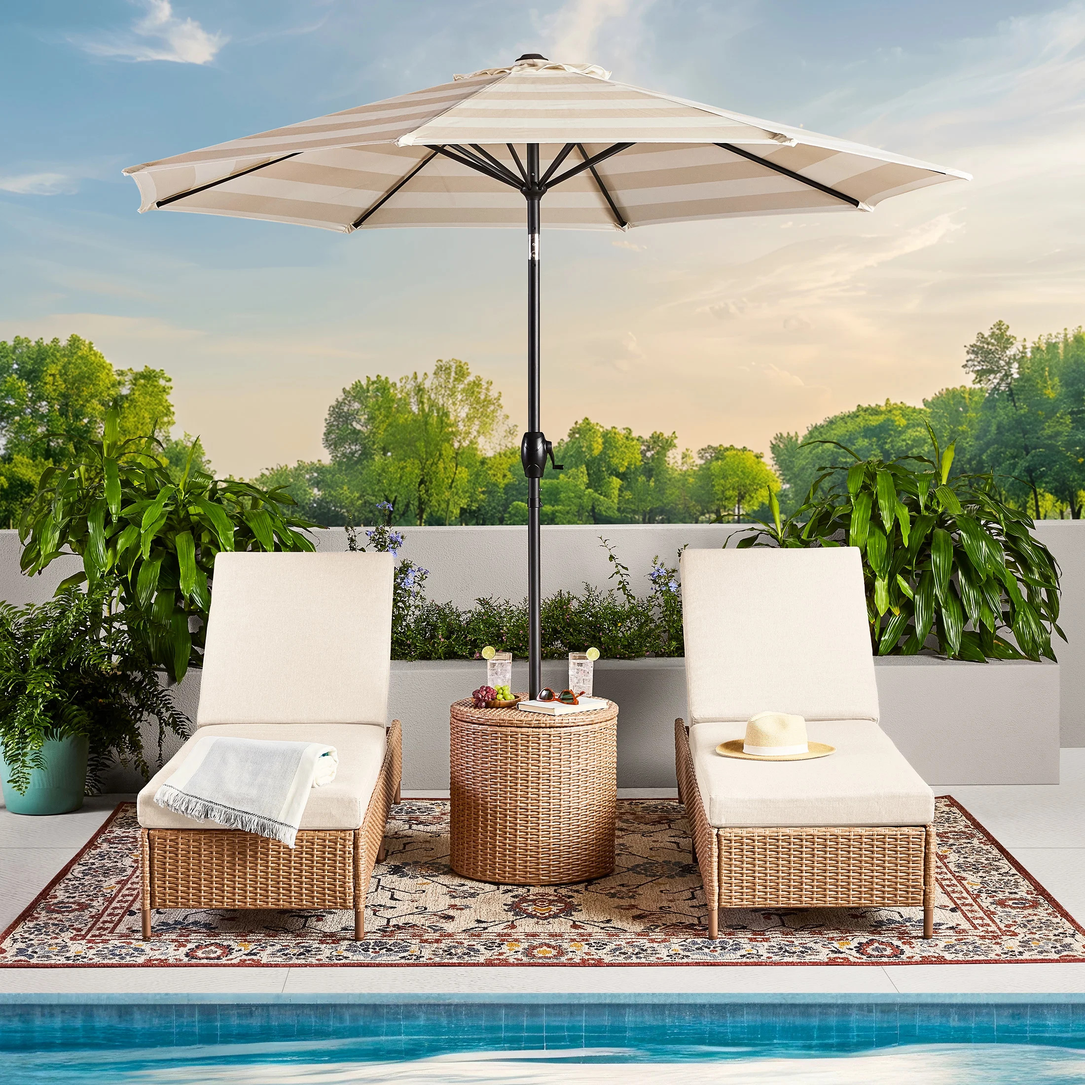 Mainstays Chelsea Outdoor Patio Steel Chaise Lounge,Beige | Walmart (US)