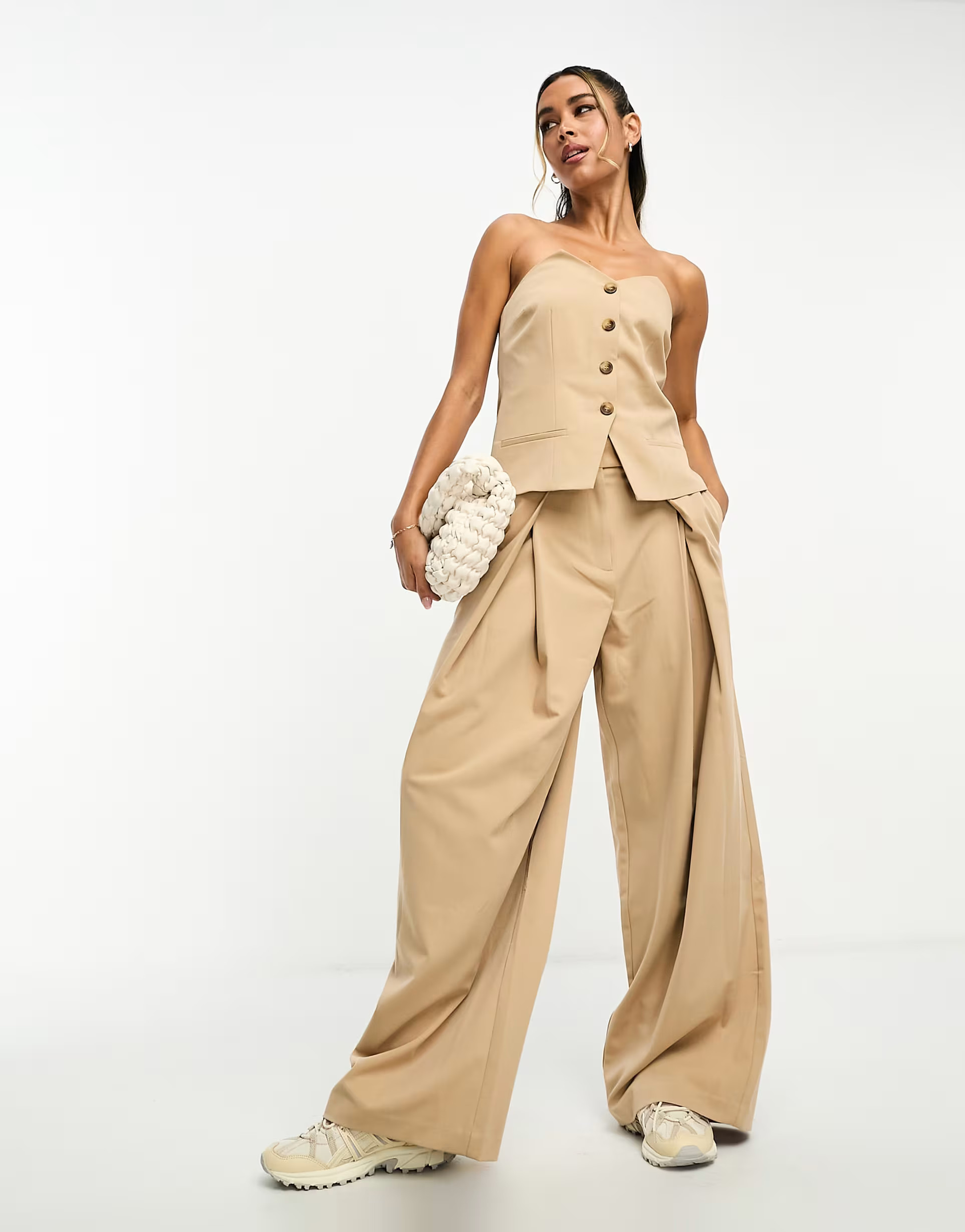 ASOS DESIGN tailored corset top in camel | ASOS | ASOS (Global)