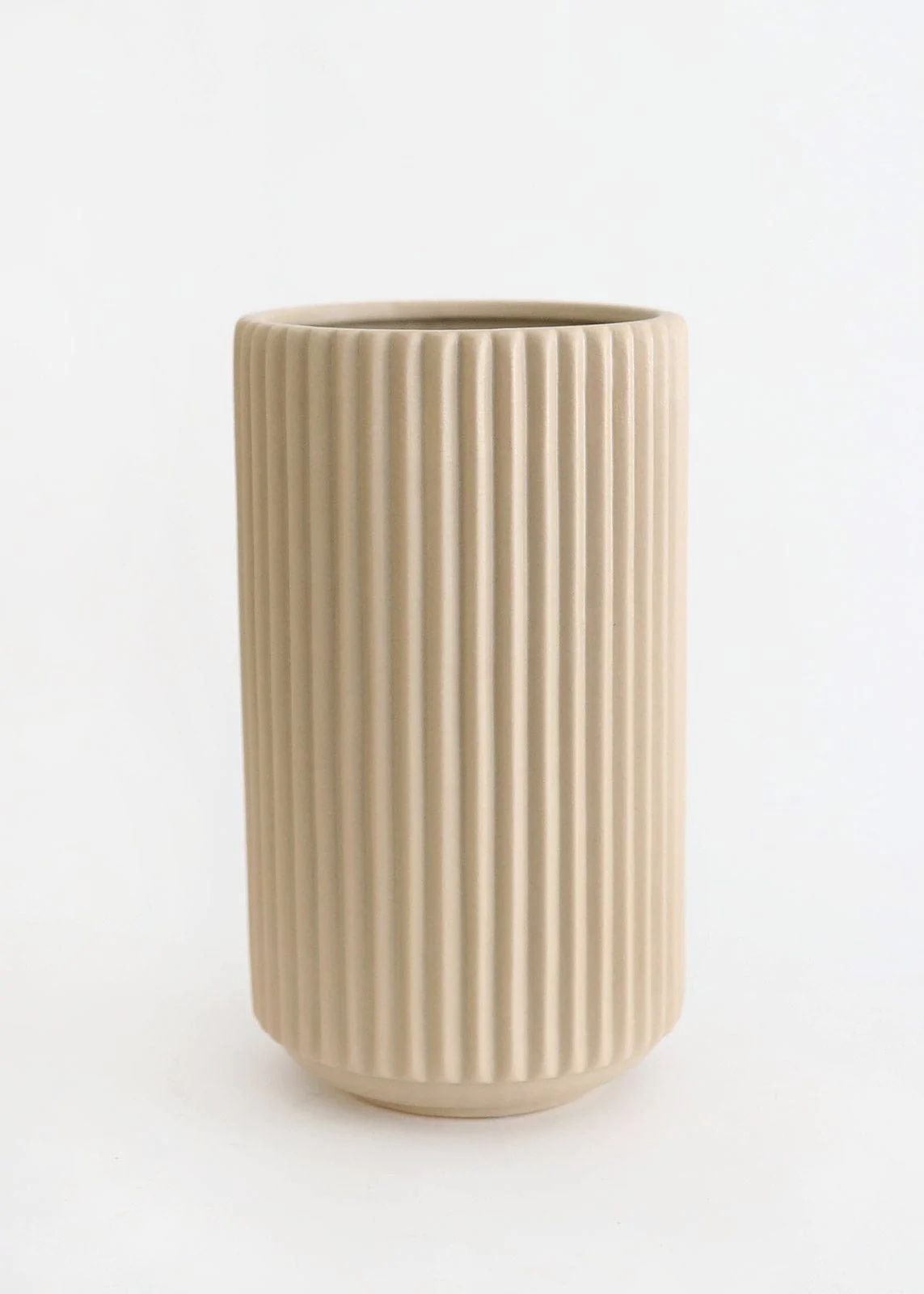 Ceramic Wide Ridged Vase in Beige | Exclusive Vases at Afloral.com | Afloral