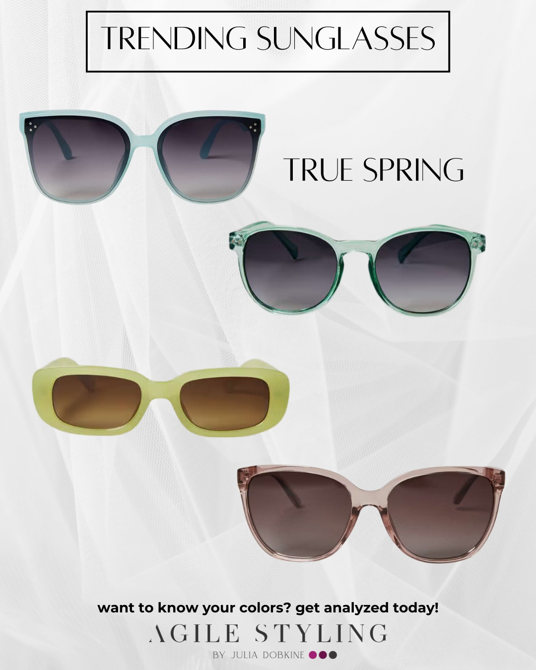 Here comes the sun - are you ready for it? Update your sunglasses within your True Spring palate with Joe Fresh and welcome that sunshine in!

Disclaimer: The colors mentioned in this post may not be 100% accurate to the season, as they were chosen based on digital images from the website

#LTKSeasonal #LTKstyletip #LTKfindsunder50