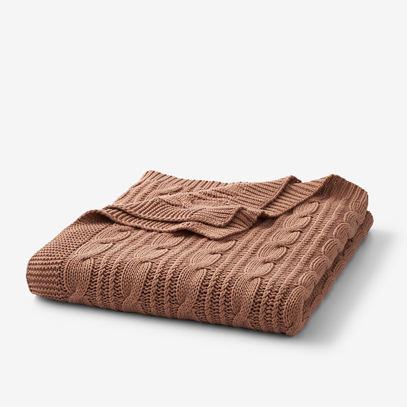 Chunky Cable Knit Throw - Caramel | The Company Store