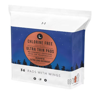 L. Organic Cotton Topsheet Ultra Thin Overnight Absorbency Pads | Target