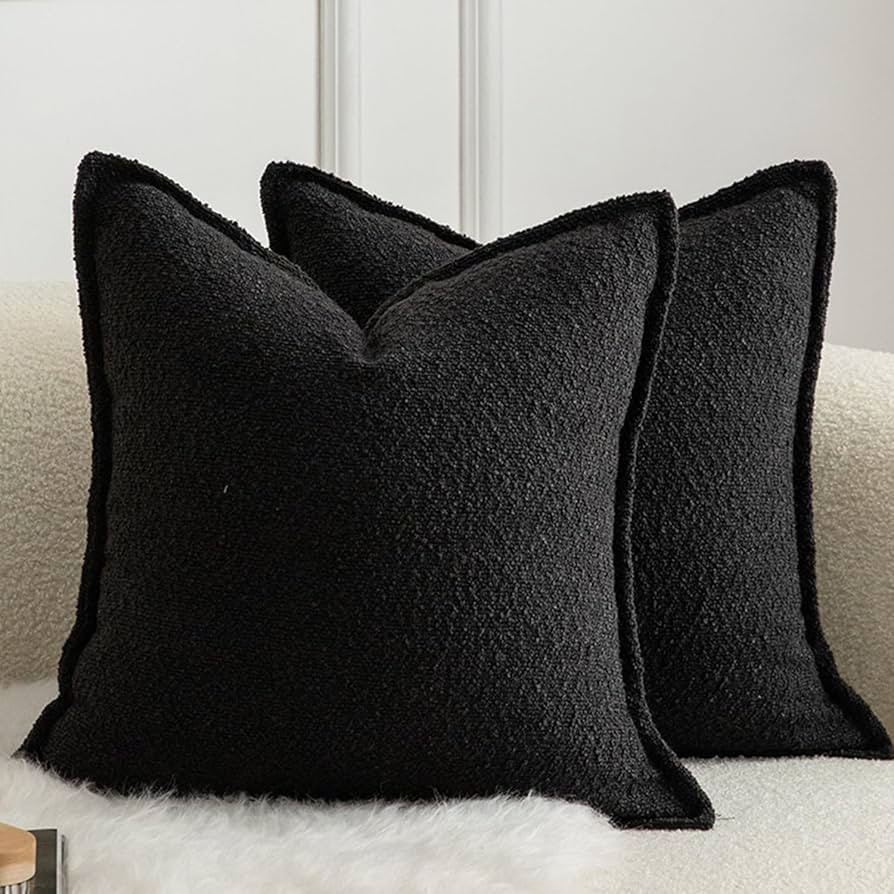 Mandioo Pack of 2 Cushion Covers 40cm x 40cm Decorative Accent Solid Woven Textured Throw Pillow ... | Amazon (UK)
