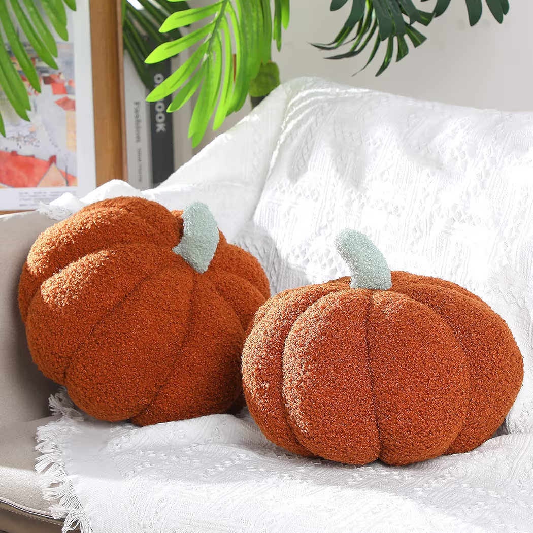 Queekay 2 Pcs Pumpkin Throw Pillow Cushion 11 x 9.5 Inch Halloween Pumpkin Pillow for Couch Fall ... | Amazon (US)