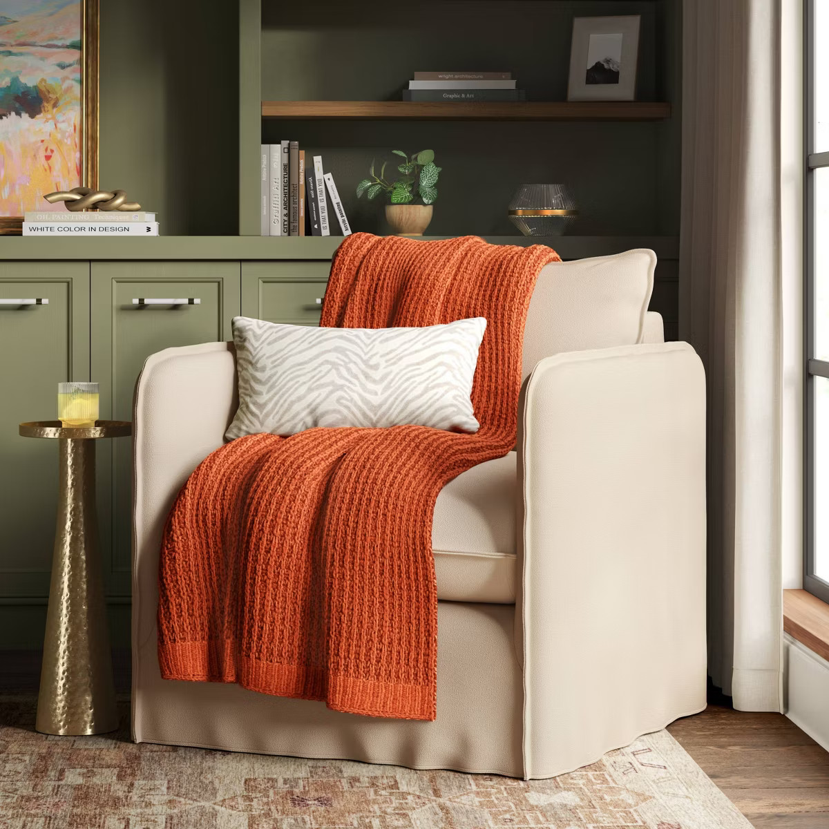 Oversized Chenille Knit Throw Blanket Orange - Threshold™ | Target
