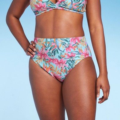 Women's Tropical Print High Waist Medium Coverage Bikini Bottom - Kona Sol™ Multi XL | Target