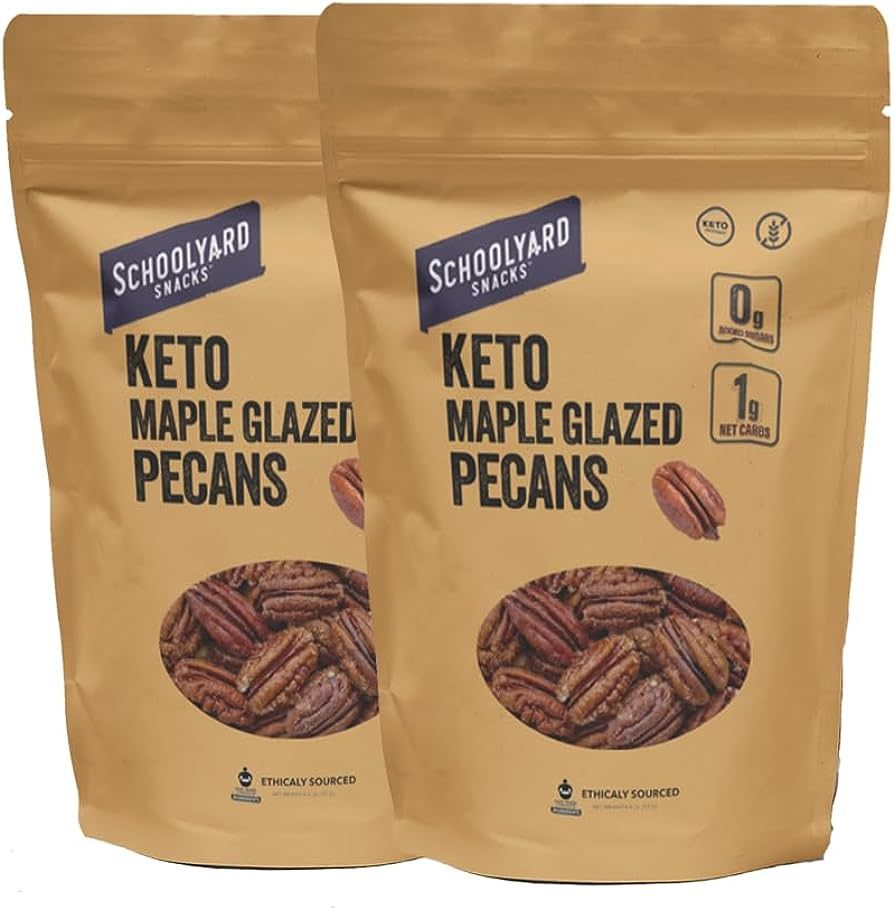 School Yard Snacks Keto Maple Candied Nuts Snack - Vegan Diabetic Healthy Pecan Nut Mix - 1 Net C... | Amazon (US)