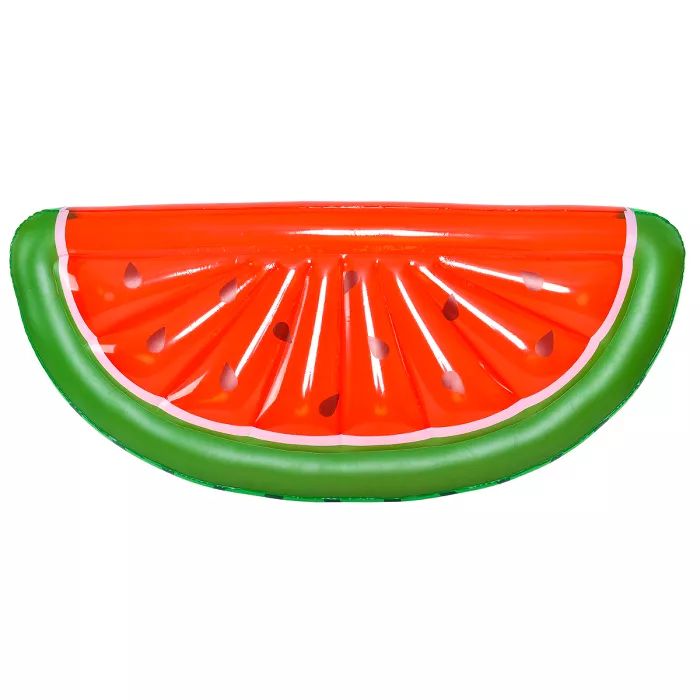 Pool Central 70.5" Inflatable Jumbo Watermelon Slice 1-Person Swimming Pool Mattress - Red/Green | Target