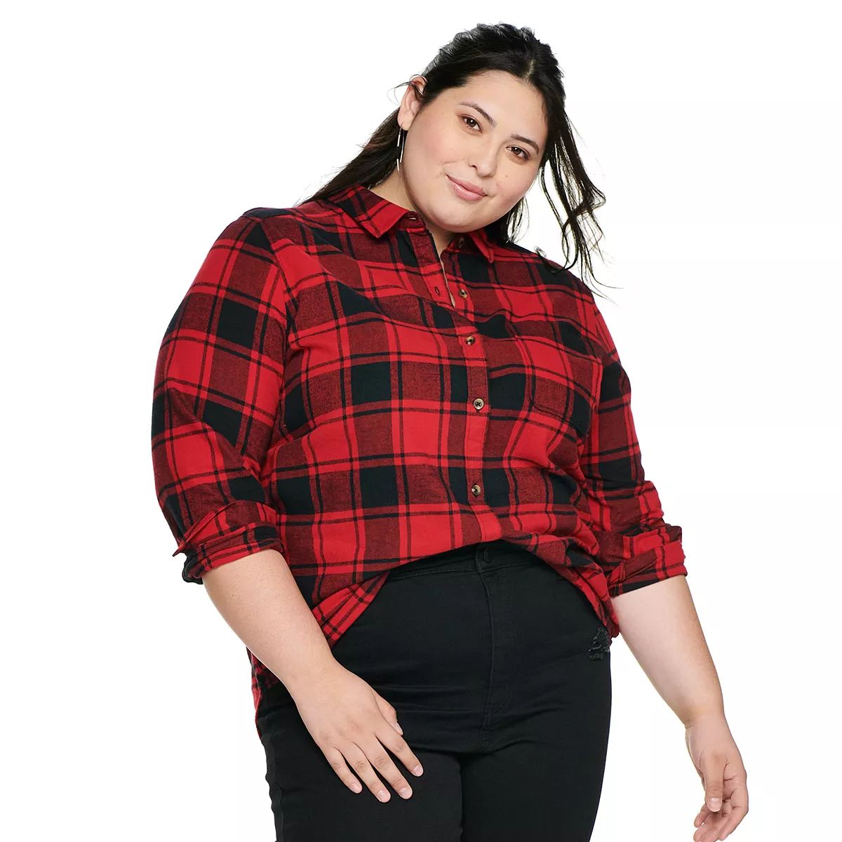 Juniors' Plus Size SO® Flannel Shirt | Kohl's