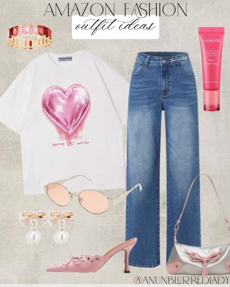 Amazon Cutie pink accent outfit idea with lots of trendy pieces! #Founditonamazon #amazonfashion #inspire #womensstyle Amazon fashion outfit inspiration 

#LTKFindsUnder100 #LTKFindsUnder50 #LTKStyleTip