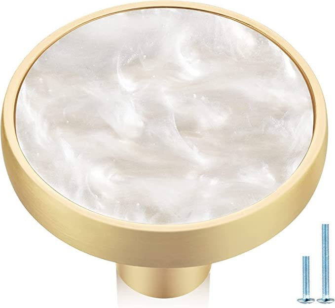 Jasluna 12-Pack Gold Knobs for Dresser Drawers, Brushed Brass Dresser Knobs Pulls, 1-1/4-Inch kno... | Amazon (US)