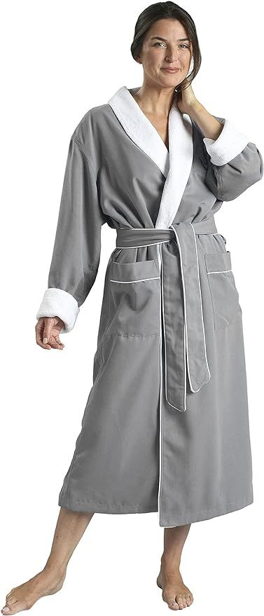 Plush Lined Microfiber Bath Robe for Women / Men (Unisex) Luxury Spa, Hotel Robe | Amazon (US)