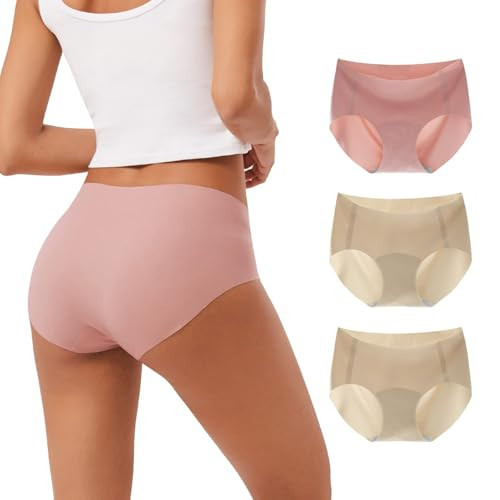 INNERSY Women's Seamless No Show Hipster Panties Invisible Light Underwear 3-Pack(Nude Dip,X-Large) | Amazon (US)
