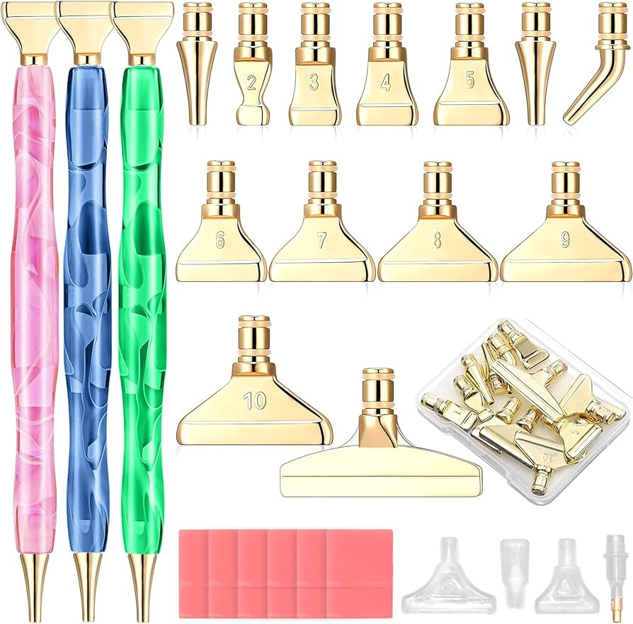 ZYNERY 40 PCS Diamond Painting Pen Kit, 13 PCS Stainless Steel Metal Tips with 3 Resin Diamond Ar... | Amazon (US)