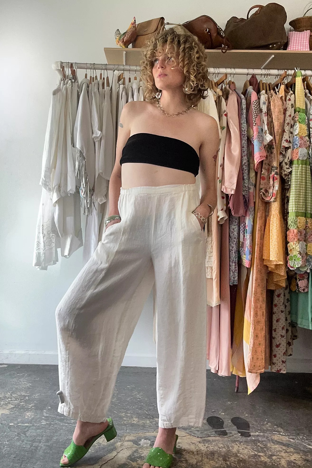 Vintage Shirin Guild White Linen Pants Selected by The Curatorial Dept. | Free People (Global - UK&FR Excluded)