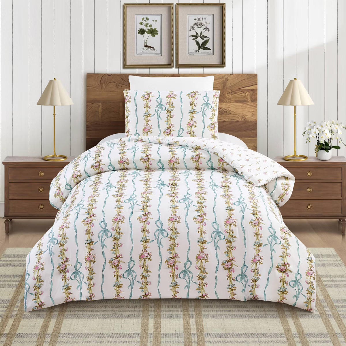 Modern Heirloom 3pc Bow and Floral Comforter Bedding Set | Target