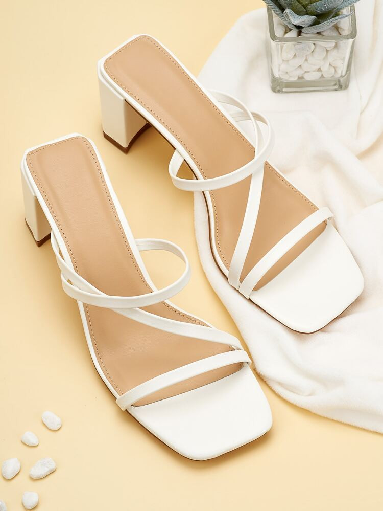 Thin Strap Chunky Heeled Sandal Mules | SHEIN