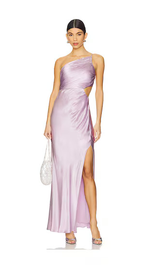 La Lune Asymmetrical Gathered Maxi Dress in Lilac | Revolve Clothing (Global)