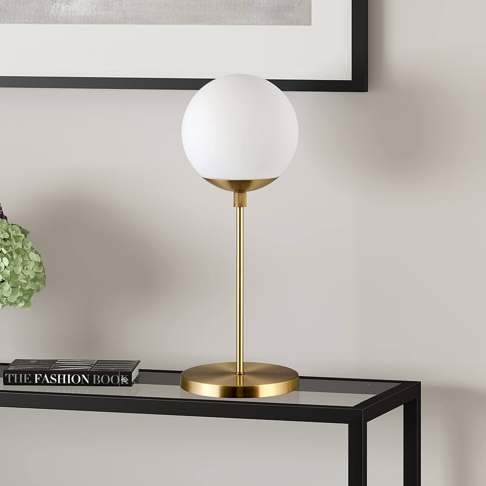 Theia 21" Tall Globe & Stem Table Lamp with Glass Shade in Brass/Clear | Amazon (US)