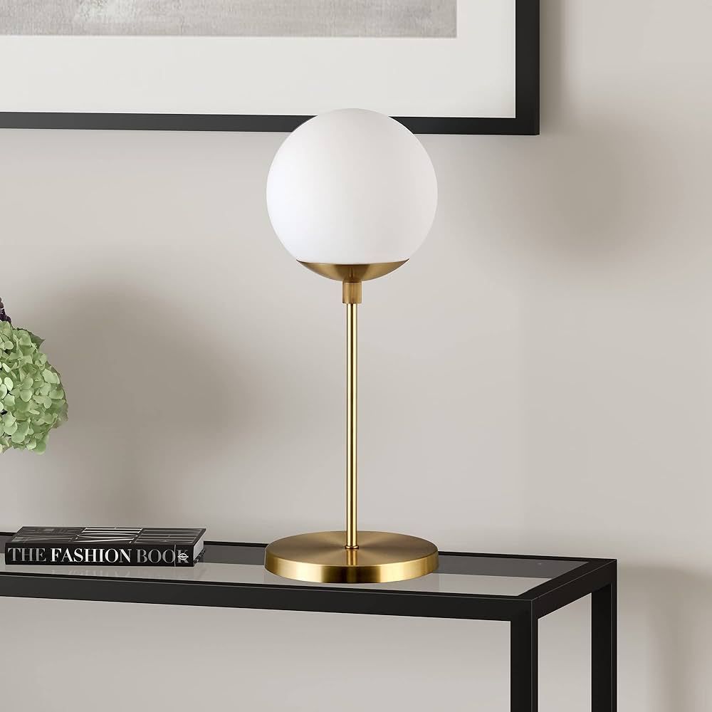 Theia 21" Tall Globe & Stem Table Lamp with Glass Shade in Brass/Clear | Amazon (US)