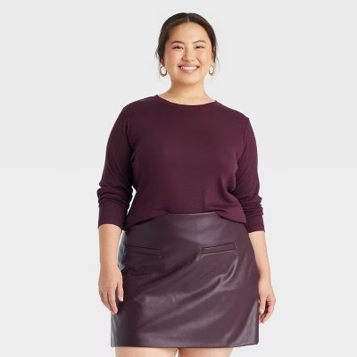 Women's Long Sleeve Ribbed T-Shirt - A New Day™ | Target