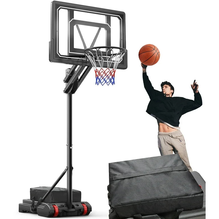 VIRNAZ 33 in. Portable Basketball Hoop & Goal System for Outdoor Indoor Court 5.5 - 9.5 ft. Easy ... | Walmart (US)