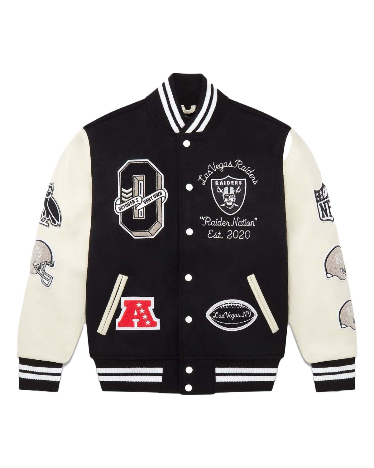 Men's OVO x NFL Las Vegas Raiders Varsity Jacket in Black | StockX