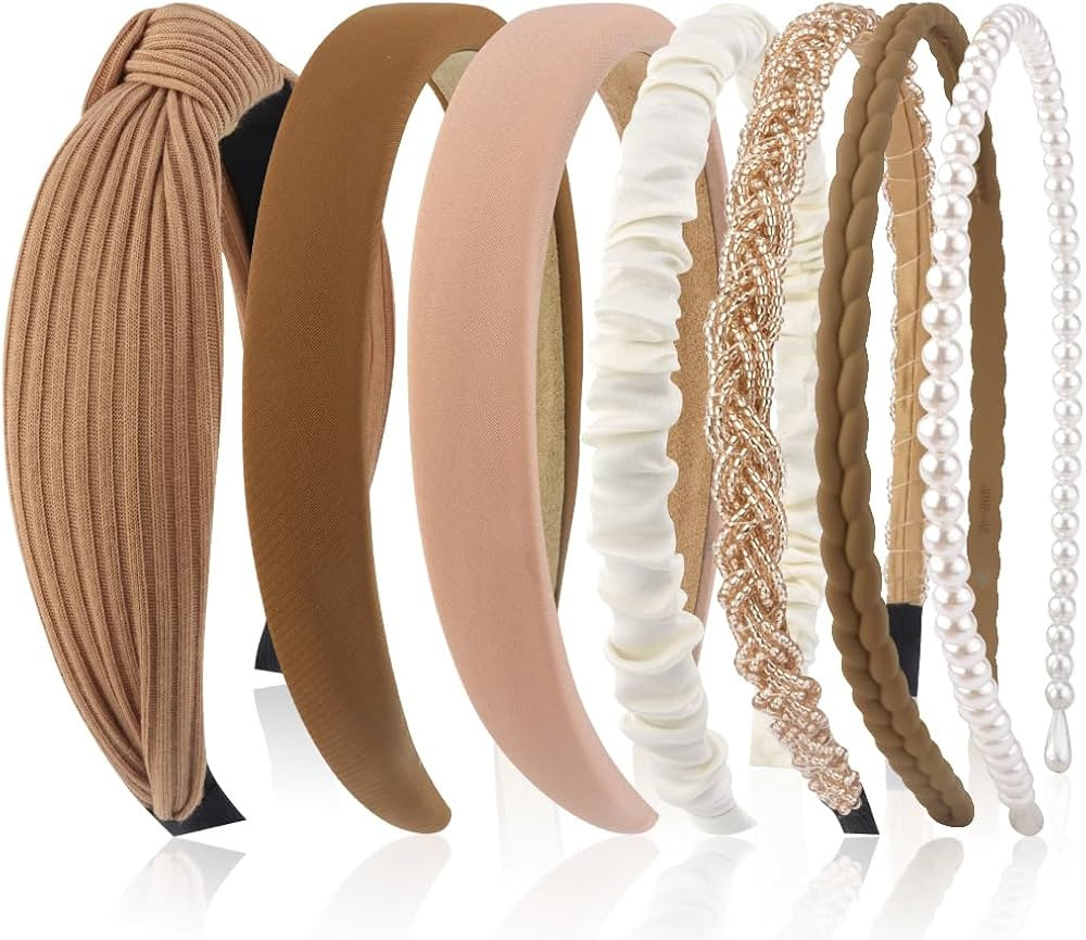 AHONEY 7 Pack Headbands for Women Girls Headbands Trendy Non Slip Hairbands Cute Hair Accessories... | Amazon (US)