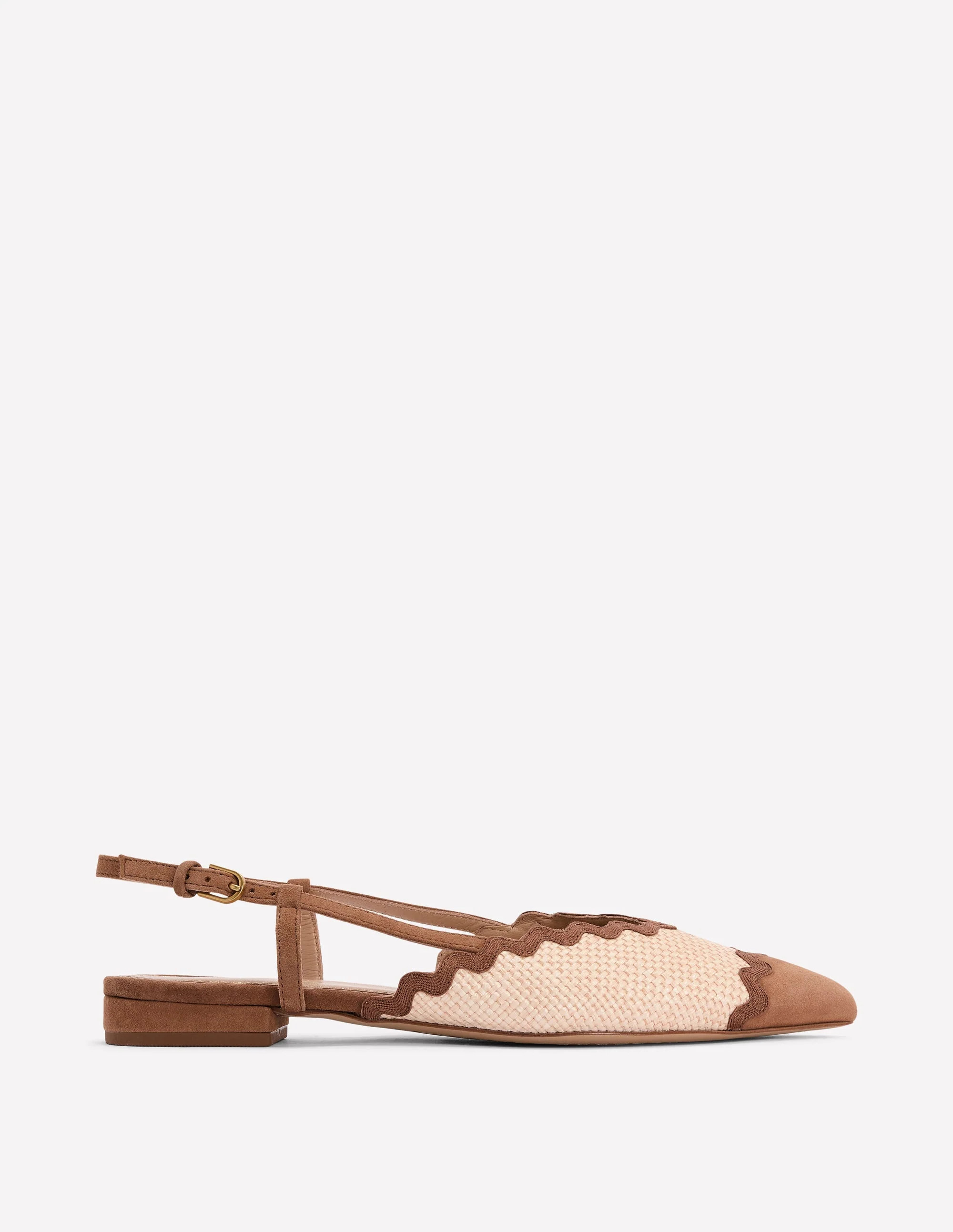 Ric Rac Detail Pointed Flats-Natural/ Tan | Boden UK