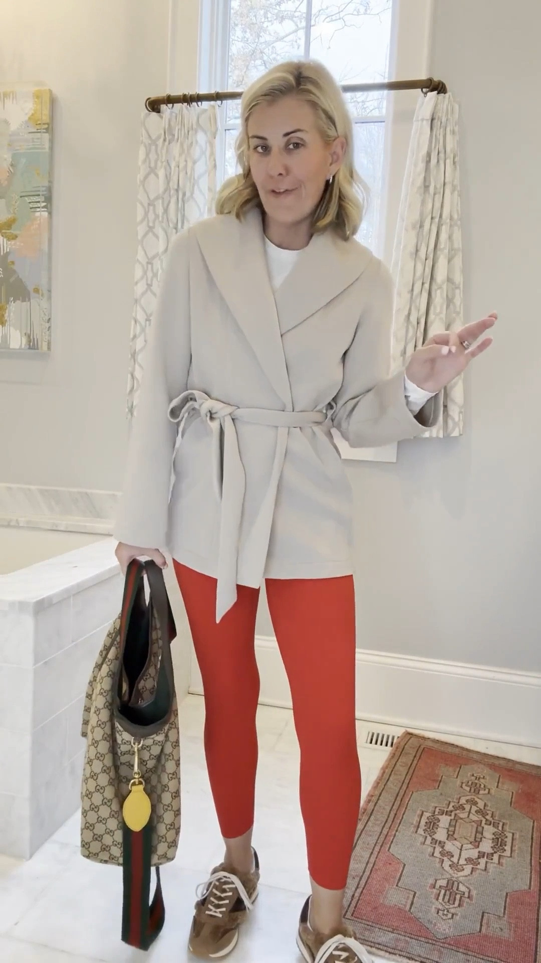 OK, y’all are loving this wrap and my bag! Trust me…I know the bag is a big splurge but I say it over and over that it’s “price per wear”. Literally obsessed! 

Wrap - xs
Tee - small
Legging small 7/8
Sneaker - 8

#LTKOver40 #LTKmomlife #LTKValentine