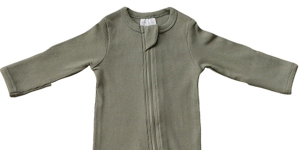 Mebie Baby Green Organic Cotton Ribbed Zipper | Mebie Baby