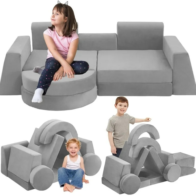 Modular Kids Play Couch Child Convertible Building Fort Sofa and Cushion DIY Floor Sofa for Playr... | Walmart (US)