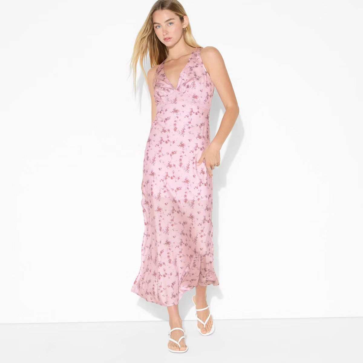 Women's Matte Satin Lace Trim Maxi A-Line Dress - Wild Fable™ | Target