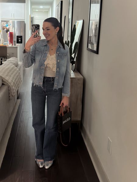 Denim on denim outfit. Wearing 24S in jeans - currently on sale! This denim jacket is a splurge but worth it! Great staple piece you’ll continue to rewear 

#LTKfindsunder100 #LTKsalealert #LTKstyletip