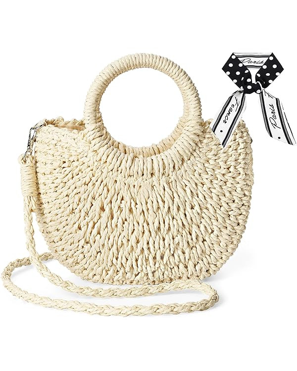 Raffia Woven Wicker Clutch Bag Straw Purse For Girls Summer Beach Crossbody Handbags | Amazon (US)