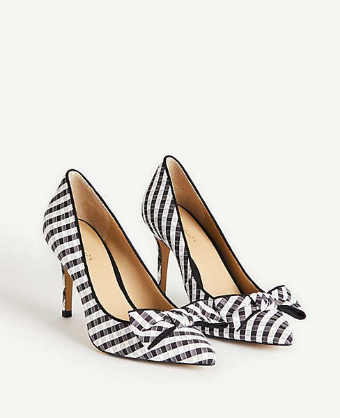 Kit Gingham Soft Bow Pumps | Ann Taylor | Ann Taylor (US)
